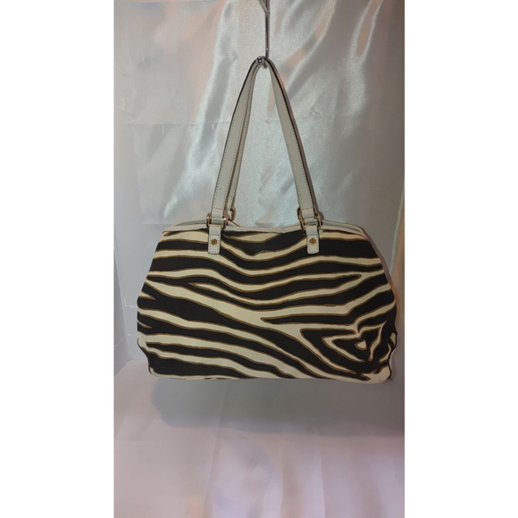 Antonio Melani Zebra Striped Canvas Tote w. Leather Trim - Picture 6 of 13